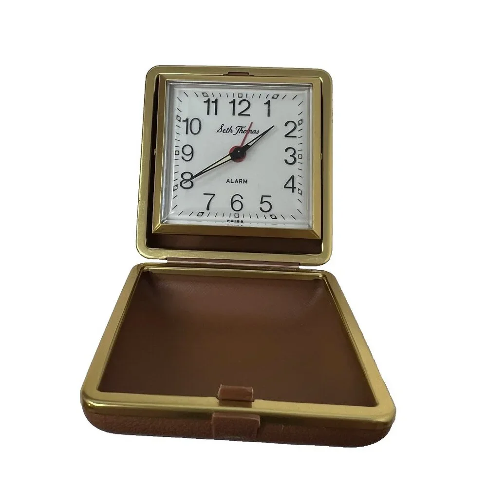 Seth Thomas Vintage Wind Up Travel Pocket Alarm Clock Watch Retro Tested MCM